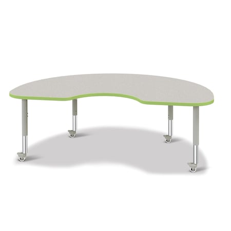 Jonti-Craft Berries Kidney Activity Table, 48 in. x 72 in., Mobile, Freckled Gray/Key Lime/Gray 6423JCM130